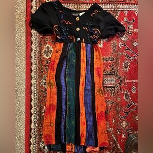 Vintage 90s Colorful Bohemian Midi Dress
